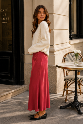 Satin Midi Skirt